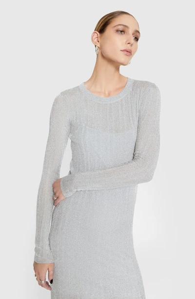 Shop Rebecca Minkoff Abbey Long Sleeve Midi Sweater Dress In Metallic Silver
