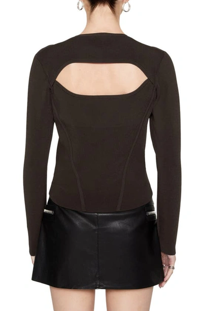Rebecca Minkoff Bonnie Back Cutout Knit Top In Coffee