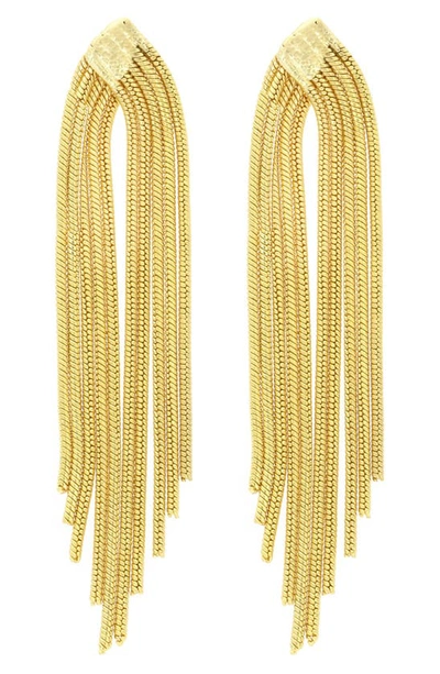 Shop Panacea Snake Chain Fringe Drop Earrings In Gold