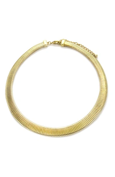 Shop Panacea Omega Chain Flat Collar Necklace In Gold