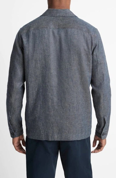 Shop Vince Linen & Cotton Twill Shirt Jacket In Dark Indigo