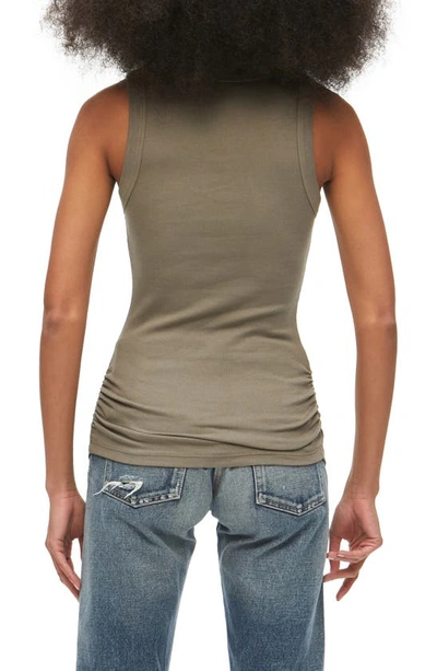 Shop Michael Stars Halley Side Ruched Tank In Olive