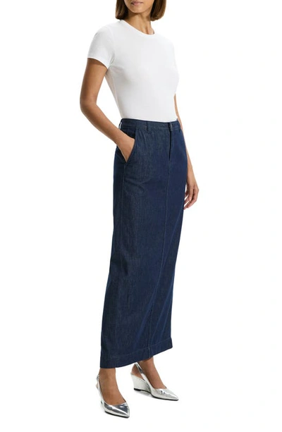 Shop Theory Denim Maxi Skirt In Indigo