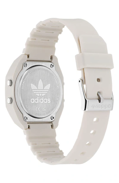 Shop Adidas Originals Digital Two Resin Strap Watch, 36mm In White