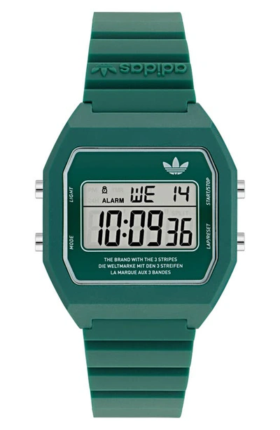 Shop Adidas Originals Adidas Digital Two Resin Strap Watch, 36mm In Green
