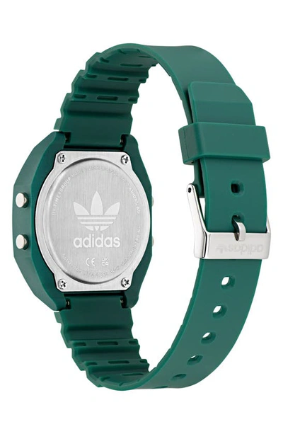 Shop Adidas Originals Digital Two Resin Strap Watch, 36mm In Green