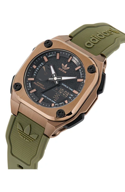 Shop Adidas Originals City Tech One Resin Strap Watch, 45mm In Green