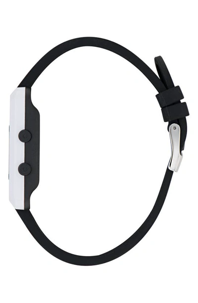 Shop Adidas Originals Resin Case Silicone Strap Digital Watch, 31mm In Black/ White