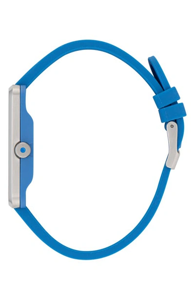 Shop Adidas Originals Rectangular Dial Silicone Strap Watch, 31mm In Blue