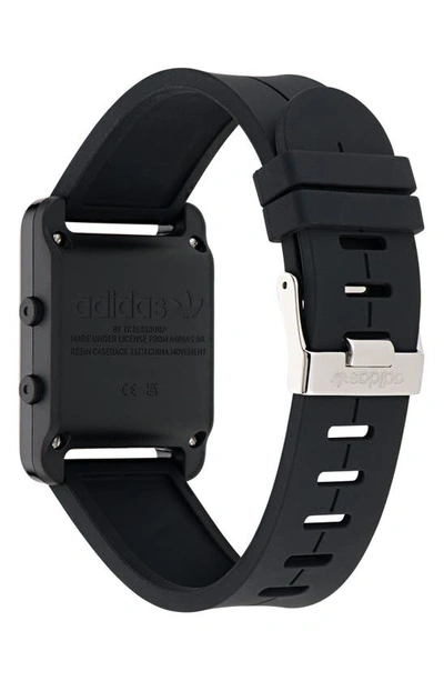 Shop Adidas Originals Resin Case Silicone Strap Digital Watch, 31mm In Black