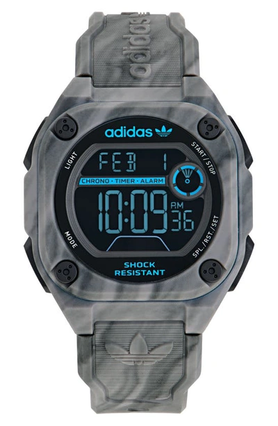 Shop Adidas Originals City Tech Two Resin Strap Watch, 45mm In Gray