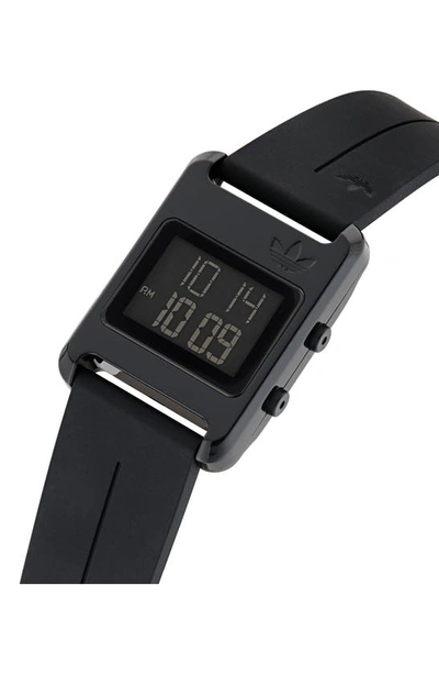 Shop Adidas Originals Resin Case Silicone Strap Digital Watch, 31mm In Black