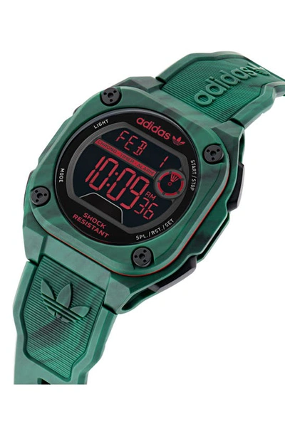 Shop Adidas Originals City Tech Two Resin Strap Watch, 45mm In Green