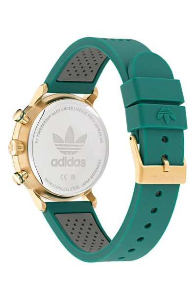 Shop Adidas Originals Code One Chronograph Silicone Strap Watch, 40mm In Green