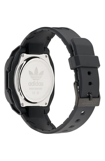 Shop Adidas Originals City Tech Two Resin Strap Watch, 45mm In Black/ Green