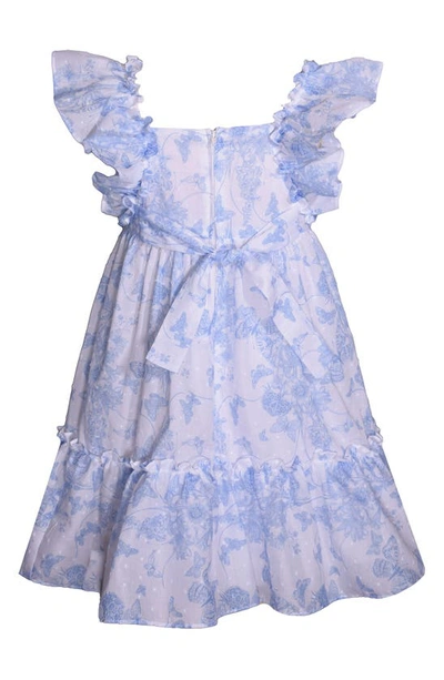 Shop Iris & Ivy Kids' Butterfly Clip Dot Cotton Party Dress In White Blue