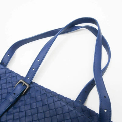 Shop Bottega Veneta Intrecciato Blue Leather Tote Bag ()