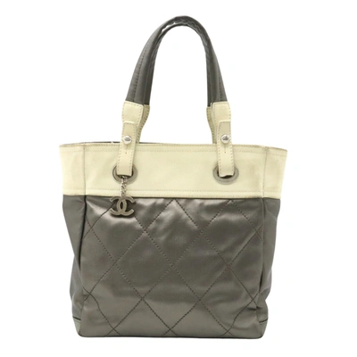 Pre-owned Chanel Biarritz Silver Leather Tote Bag ()