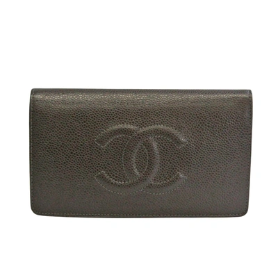 CHANEL Pre-owned Coco Mark Grey Leather Wallet  ()