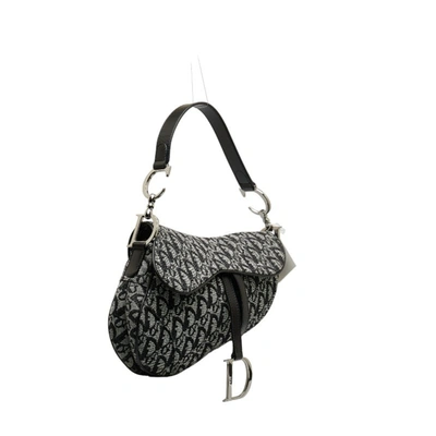 Shop Dior Saddle Grey Canvas Shoulder Bag ()