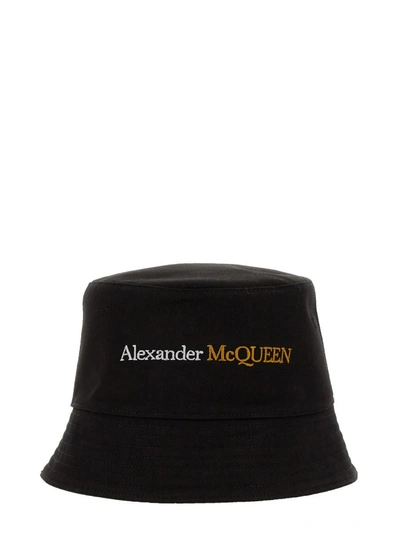 Shop Alexander Mcqueen Bucket Hat With Logo In Black