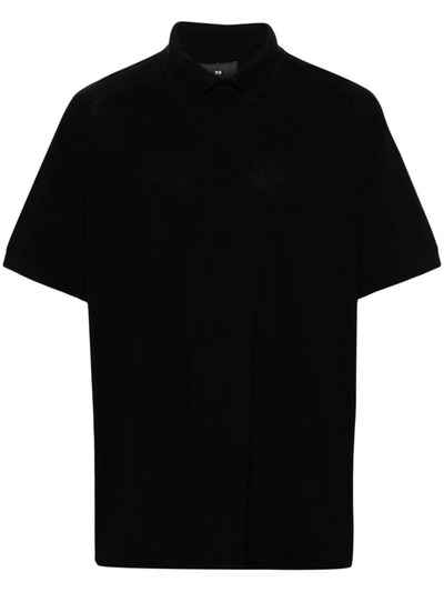 Shop Y-3 Short Sleeve Polo Shirt In Black