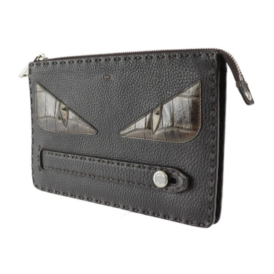 Shop Fendi Selleria Brown Leather Clutch Bag ()