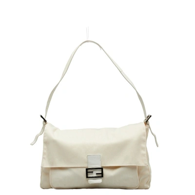 Shop Fendi White Canvas Shoulder Bag ()