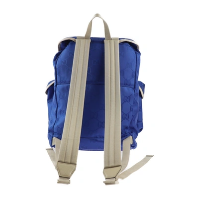 Shop Gucci Blue Leather Backpack Bag ()