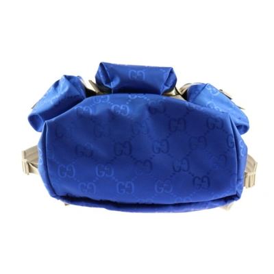 Shop Gucci Blue Leather Backpack Bag ()