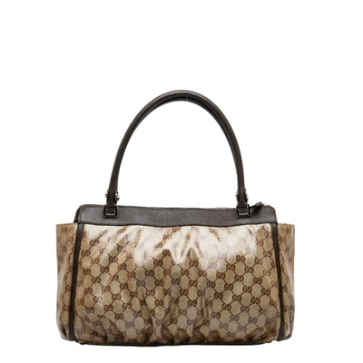 Shop Gucci Gg Crystal Brown Crystal Tote Bag ()