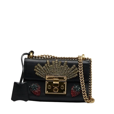 Shop Gucci Padlock Black Leather Shopper Bag ()