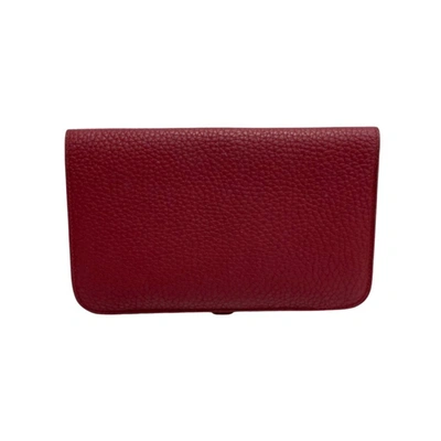 Shop Hermes Hermès Dogon Burgundy Leather Wallet  ()