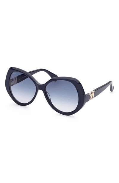 Shop Max Mara 59mm Gradient Geometric Sunglasses In Shiny Blue / Gradient Blue