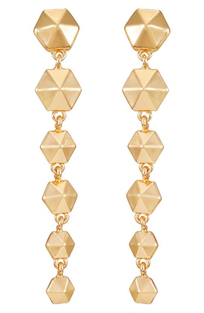 Shop Vince Camuto Hexagonal Linear Drop Earrings In Gold
