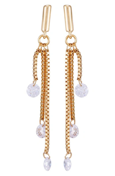 Shop Vince Camuto Crystal Cascading Chain Drop Earrings In Gold