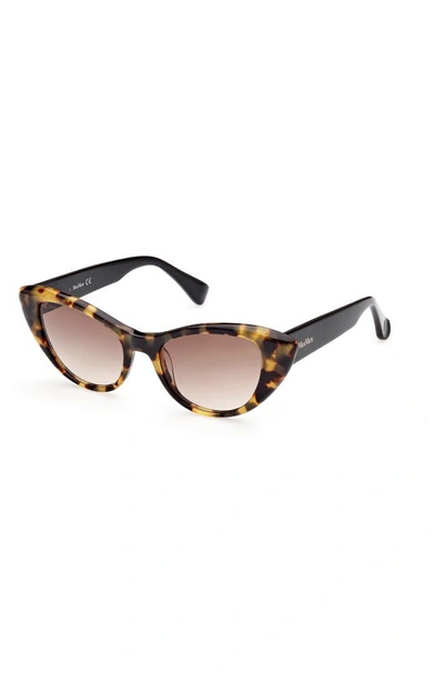 Shop Max Mara 51mm Cat Eye Sunglasses In Shiny Tokyo Tortiose Black