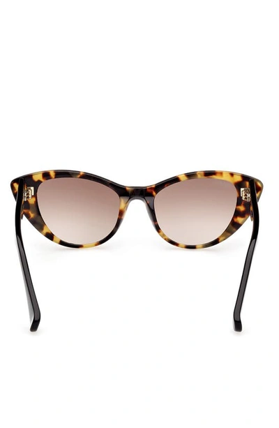 Shop Max Mara 51mm Cat Eye Sunglasses In Shiny Tokyo Tortiose Black