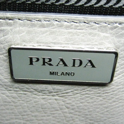 Shop Prada Grey Leather Tote Bag ()