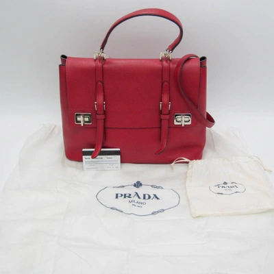 Shop Prada Saffiano Red Leather Tote Bag ()