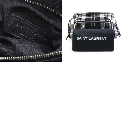 Shop Saint Laurent Navy Wool Shoulder Bag ()