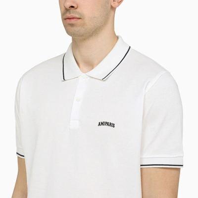 Shop Ami Alexandre Mattiussi Ami Paris White Cotton Polo Shirt With Logo