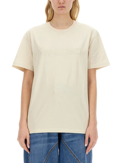 Shop Jw Anderson J.w. Anderson T-shirt With Logo In Beige
