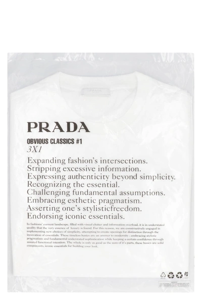 Shop Prada Set Of Three Cotton T-shirts In Bianco