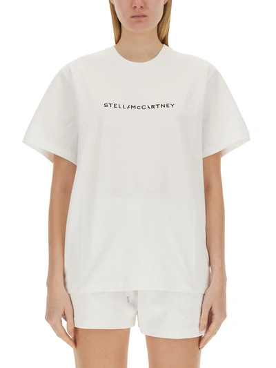 Shop Stella Mccartney T-shirt With Logo In Bianco