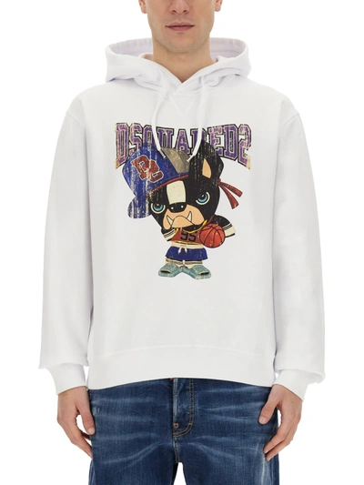 Shop Dsquared2 Sweatshirt With Print In Bianco