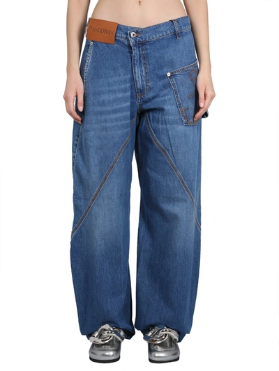 Shop Jw Anderson J.w. Anderson Twisted Workwear Jeans In Blu