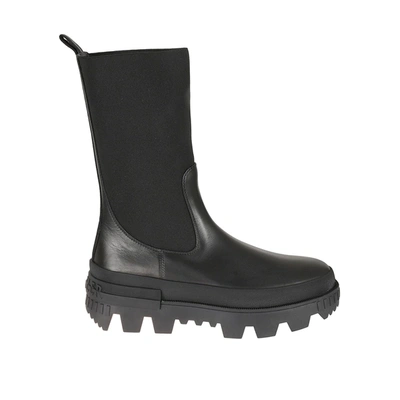 Shop Moncler Leather Boots In Black