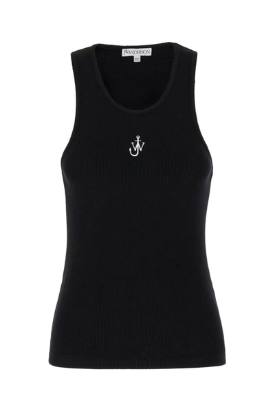 Shop Jw Anderson J.w. Anderson Anchor Logo Embroidered Tank Top In Black