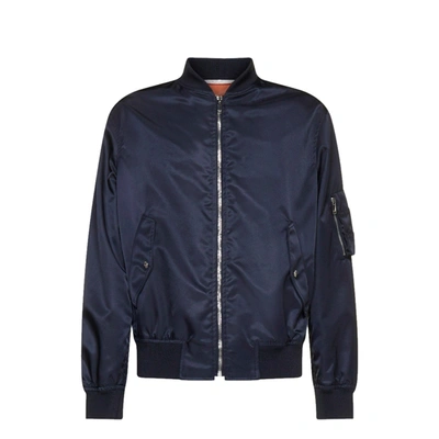 Shop Valentino Printed Neon Universe Bomber Jacket In Blue